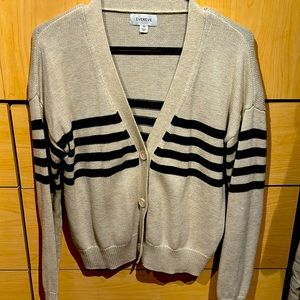 Evereve, cardigan sweater, black and tan, XS
